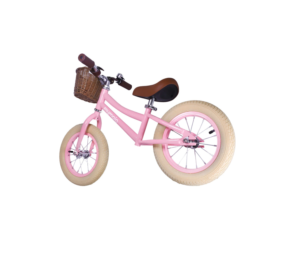 Pink Kids Balance Bike with Basket